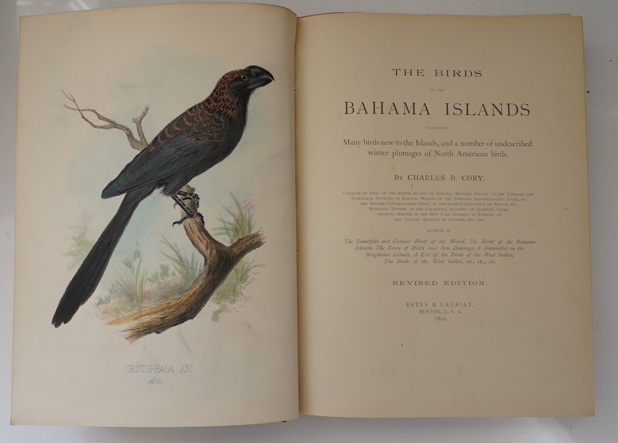 Cory, Charles B. - The Birds of the Bahama Islands: containing many birds new to the Islands, and a number of undescribed winter plumages of North American birds. revised edition. 8 coloured plates: 20th cent. red quarte
